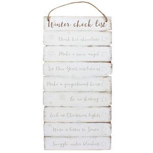 WINTER CHECKLIST WOODEN WALL SIGN